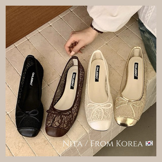 Nita🇰🇷韓國帶回 蝴蝶結蕾絲通勤鞋 單鞋 奶奶鞋