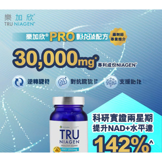 香港屈臣氏 【正品】原裝正品 Tru Niagen樂加欣 專業版 1000mg 持續補充NAD+ 美國製造