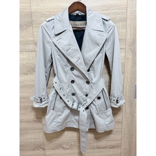 Burberry Brit 淺卡其 雙排扣 風衣 大衣 女 UK8 USA6 女S