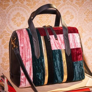 現貨｜公司貨出清 Fossil Sydney Satchel 天鵝絨拼布波士頓包 手提包 側背包 兩用包