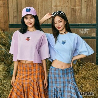 STAYREAL HAVE A GOOD DAY拼接短版上衣