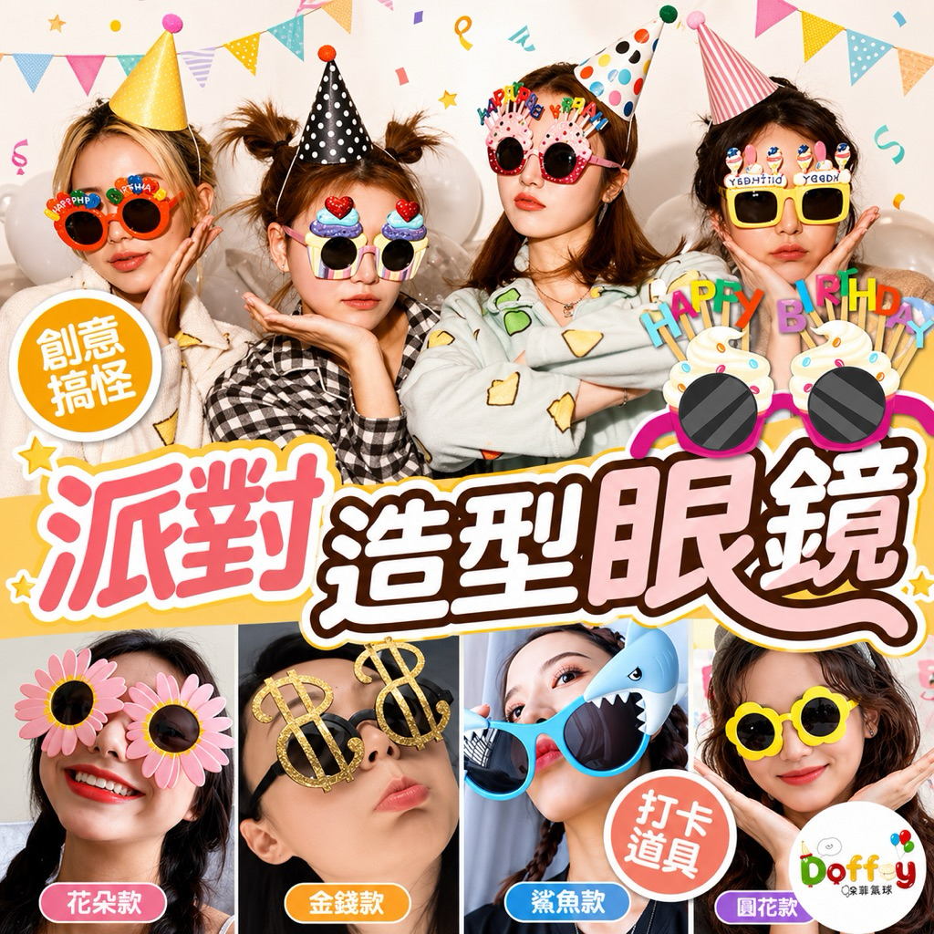 【現貨隔天到貨】生日眼鏡 拍照道具 生日道具 派對眼鏡 造型眼鏡 生日佈置 拍照配件 壽星裝飾