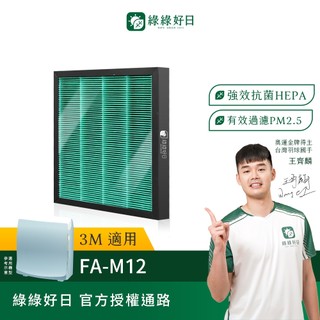 綠綠好日 適用 3M FA-M12 M12-F 空氣清淨機 複合式HEPA抗菌濾網 濾芯 活性碳除臭 抗病毒