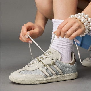 Adidas 女鞋 宋雨琦同款 T頭鞋 SAMBA OG經典板鞋德訓鞋 珍珠蕾絲運動鞋休閒鞋