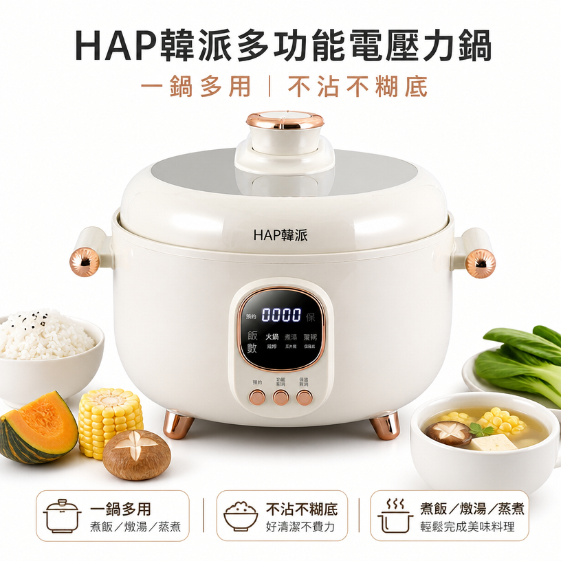 【臺灣保固】免運 韓派 多功能電飯鍋 三格陶瓷釉 配內膽 蒸盤 大容量 電壓力鍋 高壓鍋 品質保障 家用電飯煲 電火鍋