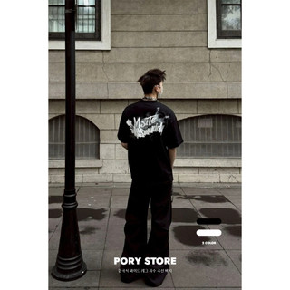 【PORY STORE】獨家！重磅❗️韓系煙霧模糊字母短T 舒適 純棉 實拍 韓系 百搭 男生 寬鬆短Tee 短袖 上衣