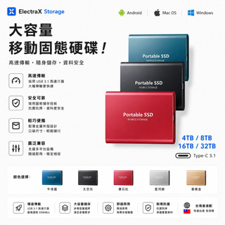 台灣現貨🔥外接式SSD硬碟 固態硬碟 16TB/12TB/8TB 外接硬碟 行動硬碟 隨身硬碟 硬碟