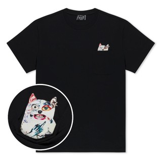 RIPNDIP LORD NERMAL COLLAGE POCKET TEE 黑色 口袋 短袖T恤 中指貓 台灣總代理