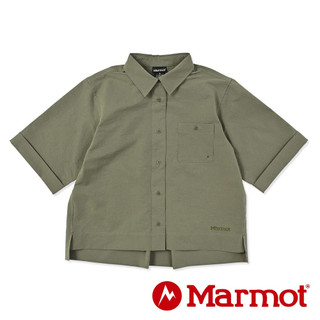 【Marmot】女DA 網眼透氣短袖襯衫『軍綠』WSH049
