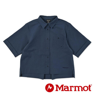 【Marmot】女DA 網眼透氣短袖襯衫『藏青』WSH049