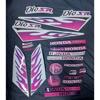 dio sr sp 車貼 貼紙 火焰 桃紅色漸層紫 白底