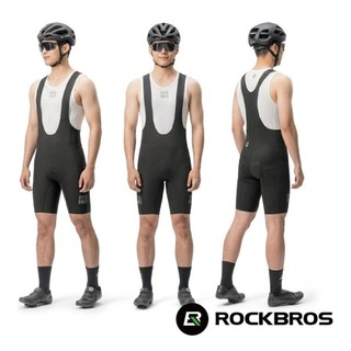 《ROCKBROS洛克兄弟》風行透氣吊帶短車褲 麒麟黑 (無縫吊帶/男車褲/吊帶車褲/中長程騎乘/單車)