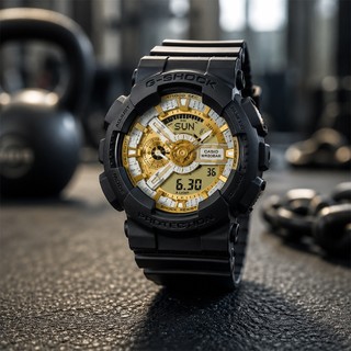 【WANgT】CASIO 卡西歐 G-SHOCK 街頭時尚 GA-110CD-1A9 黑金雙顯潮流運動錶 防水200米