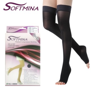 【Softmina】漸進式壓力襪-超薄大腿襪(露趾)