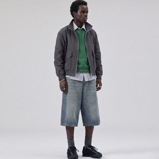 COURTS LOOSE DUSTY DENIM SHORTS 男性寬鬆做舊牛仔七分短褲