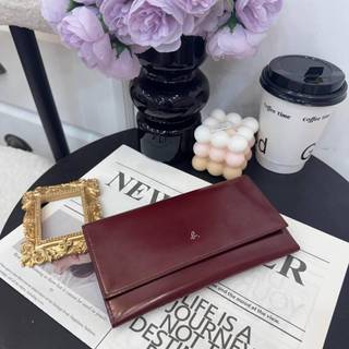 【赫蒂國際精品】 Agnes B 亞妮斯比 酒紅色漆皮長夾 中古 二手 vintage