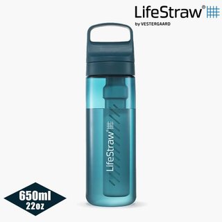 LifeStraw Go 提蓋二段式過濾生命淨水瓶 650ml 藍綠色 濾水瓶 登山健行 露營旅遊 急難避難 野外求生
