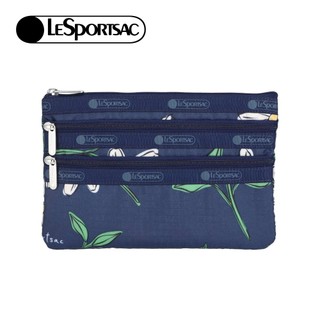 Lesportsac 3-Zip Cosmetic 三層拉鍊化妝包 收納包 盥洗包 女包 男包(海軍藍花卉) 開學季禮物