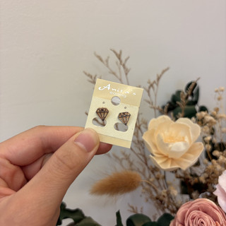 【Anita's earring】玫瑰金鑽石造型耳釘耳環⚡️現貨⚡️