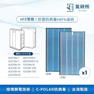AirLab氣研所 H13 HEPA抗菌抗病毒濾網 1片裝(適用大金 MCK70/TCK70/ACK90)
