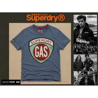 有型男嚴選～黃金年代 重磅材質Superdry 極度乾燥 洗舊破壞 藍綠復古logo 短T S 95%近全新不輸 A&F