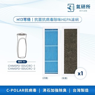 AirLab氣研所 H13 HEPA抗菌抗病毒濾網 1片裝(適用3M CHIMSPD-00UCRC-1/00UCRC-2
