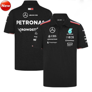 廠家免運 2025最新F1賽車服+賓士AMG Petronas F1車隊Polo衫+夏季男女短袖T恤