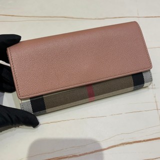 *SHIHNA名牌精品* BURBERRY Halton 經典格紋拼接翻蓋釦式長夾