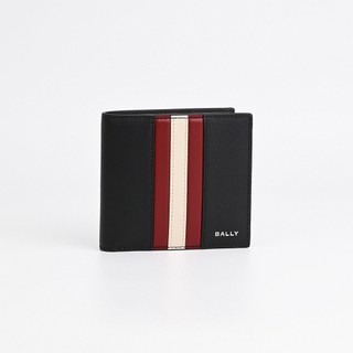BALLY MYTHOS 紅白條紋4卡零錢短夾(黑)