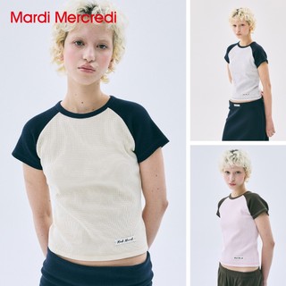 MARDI MERCREDI 華夫格 短TEE 多色 修身 WAFFLE CROPPED TSHIRT RAGLAN