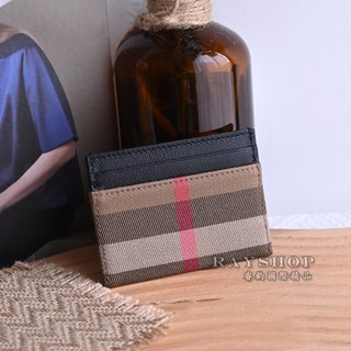 睿鈞國際精品 BURBERRY 8084033 SANDON 格紋拼接牛皮隨身證件卡夾.黑邊 現貨