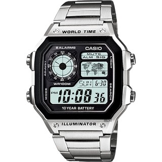 CASIO 卡西歐 10年電力電子錶-銀 手錶 學生錶 AE-1200WHD-1A 情人節禮物