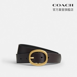 【COACH】橢圓形針釦腰帶，32MM- B4/楓樹棕色(CFD16)｜官方直營