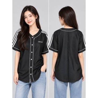 全新愛迪達Adidas BASEBALL SHIRT 棒球開襟襯衫上衣（S/女）