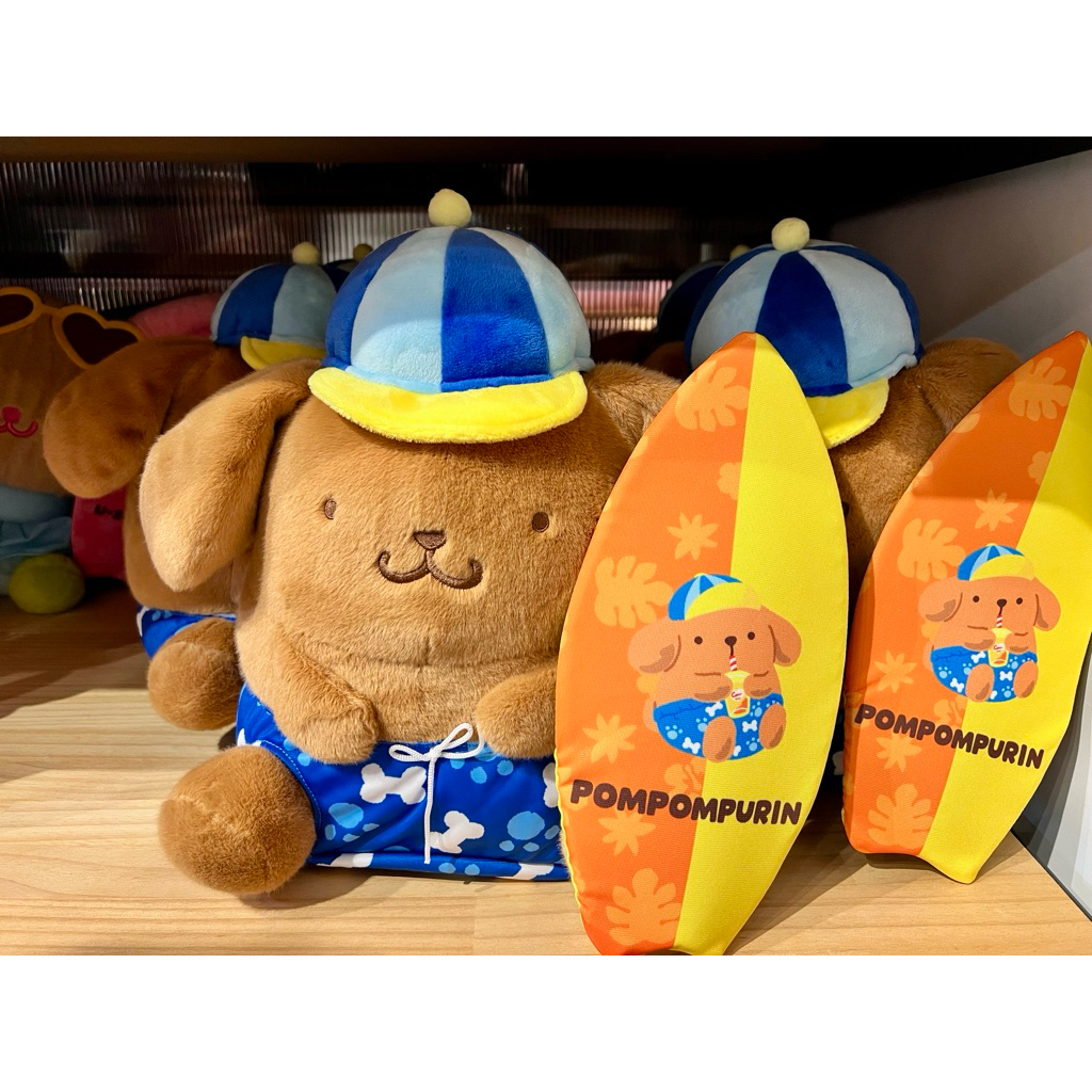 三麗鷗Sanrio日焼け曬黑系列 衝浪布丁狗絨毛玩偶 布丁狗 曬黑布丁狗 POMPOMPURIN