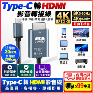 台灣現貨當日出 三星 TYPE-C 輸入設備 轉 HDTV 輸出 接HDMI設備 8K 手機 平板 筆電 HDTV影音線
