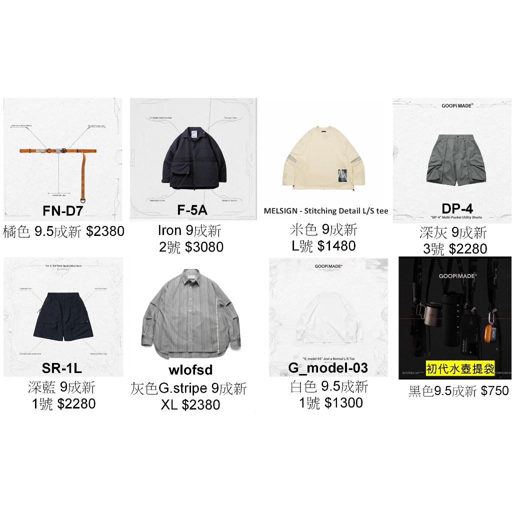Goopi 各式短袖配件褲子外套g7k,gof-p5,tr-m02,dp-4,sr-1l,pc-01,油頭二世
