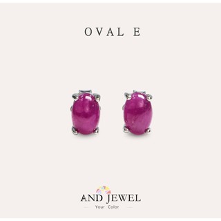 [安珠] 紅寶石 紅色 橢圓 4*6mm 耳環 經典系列 Oval E 寶石銀飾 AND JEWEL