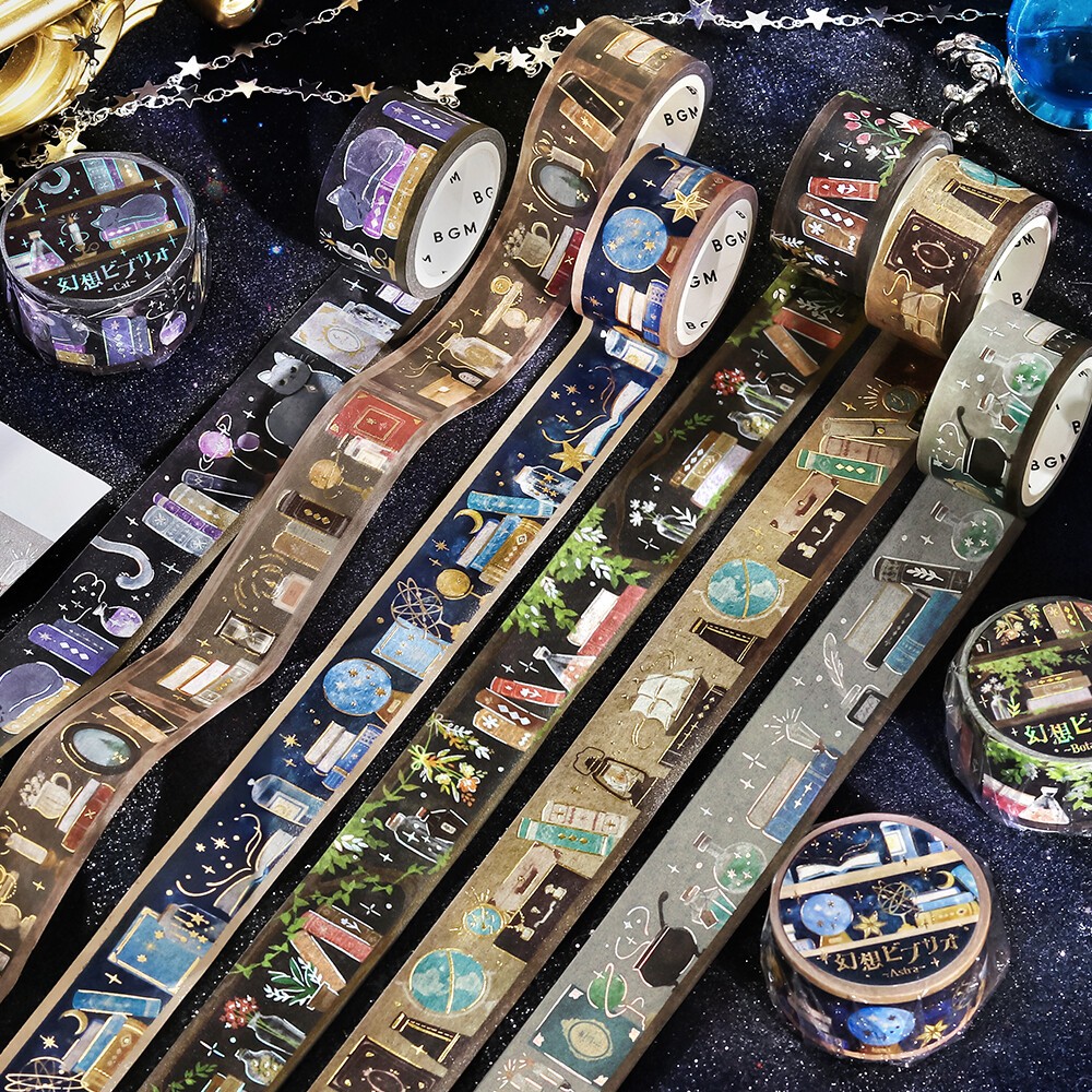 【莫莫日貨】BGM 2026 1月新品 日本進口 幻想圖書館系列 燙金 金箔 和紙膠帶 紙膠帶 (全6款)