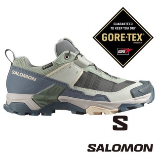 【SALOMON 法國】女X ULTRA 5 GT低筒登山鞋『海草綠/亂灰/桃粉』477263