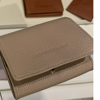 LONGCHAMP LE FOULONNÉ 字母壓印LOGO牛皮2卡扣式零錢卡片包-斑鳩色