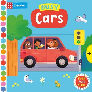 Busy Cars (新版附音檔QR code) 推拉書 操作書 有聲書 親子互動 英國版 Campbell