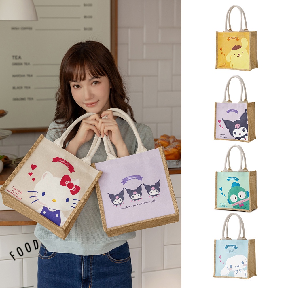 三麗鷗 Hello Kitty x Kiiwi O! 聯名款．萌萌大臉系列雙面棉麻手提袋 包包 手提包 多款選