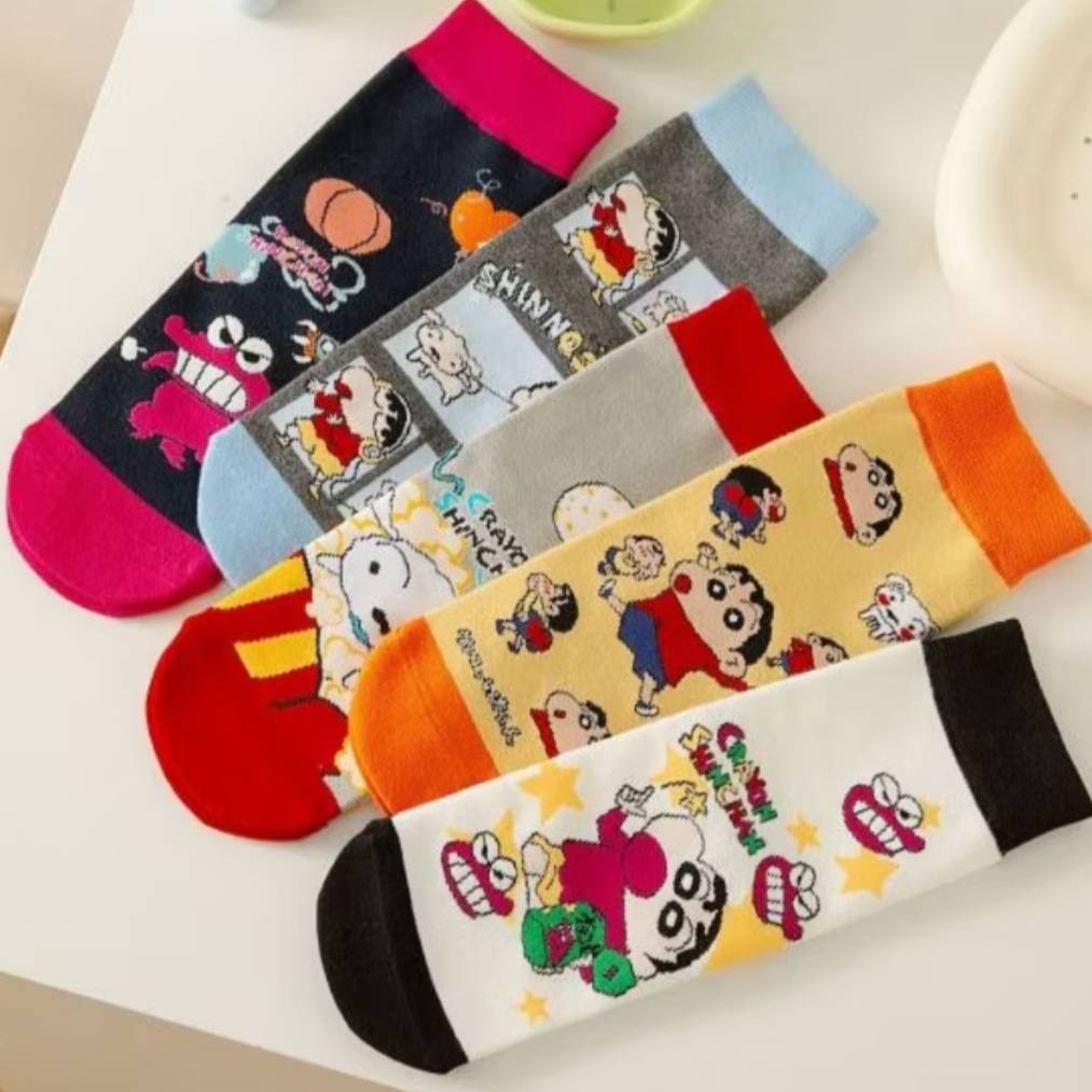 小新 可愛 動漫日系 直板卡通襪 學生襪 純棉襪 女襪 小新 小白 妮妮 正男 風間 阿呆 韓妞必備