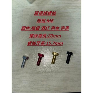 陽極鋁螺絲 陽極 鋁螺絲 M6鋁螺絲 陽極鋁螺絲 M6螺絲