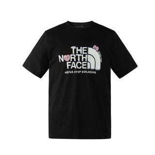 美國[The North Face]U V-DAY SS TEE- 中性LOGO T恤 / 北面男女款黑色純棉情人節趣味
