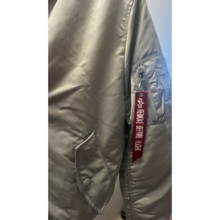 ALPHA INDUSTRIES ALPHA銀灰色/紅 飛行外套 L號 全新