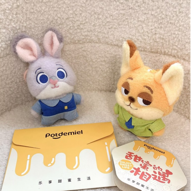 Disney 迪士尼 蜂蜜罐-動物方城市 尼克茱蒂 豹警官 羊副市長 閃電 萌糖 玩偶 毛絨掛件 10-12cm 公仔