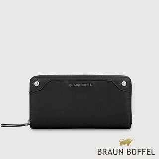 【BRAUN BUFFEL】絲妲莎-S 13卡拉鍊長夾-黑色(德國小金牛台灣總代理)/BF875-602-BK