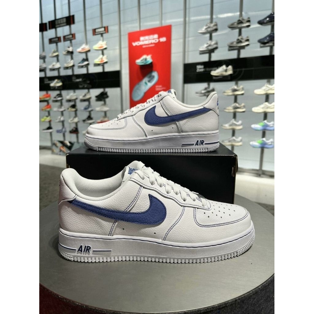 Nike Air Force 1 07 LV8 白藍 縫線設計 荔枝皮 低筒 百搭 男女鞋【HQ2037-100】